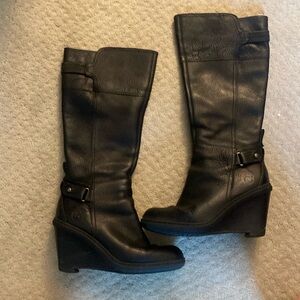 Timberland wedge knee high leather boots